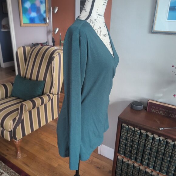 Betabrand Blouse Women’s Green Faux Wrap Long Sleeve Top Stretch V Neck NWOT Sz - Picture 4 of 10